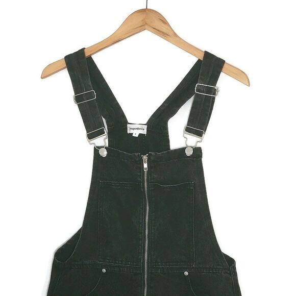 Superdown Revolve Black Denim Ripped Distressed Overall Mini Dress Zip Front S - Picture 3 of 15